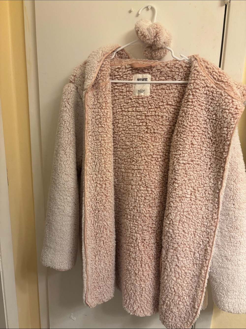 PINK Victoria's Secret Plush Sherpa Hooded Jacket - Light Pink